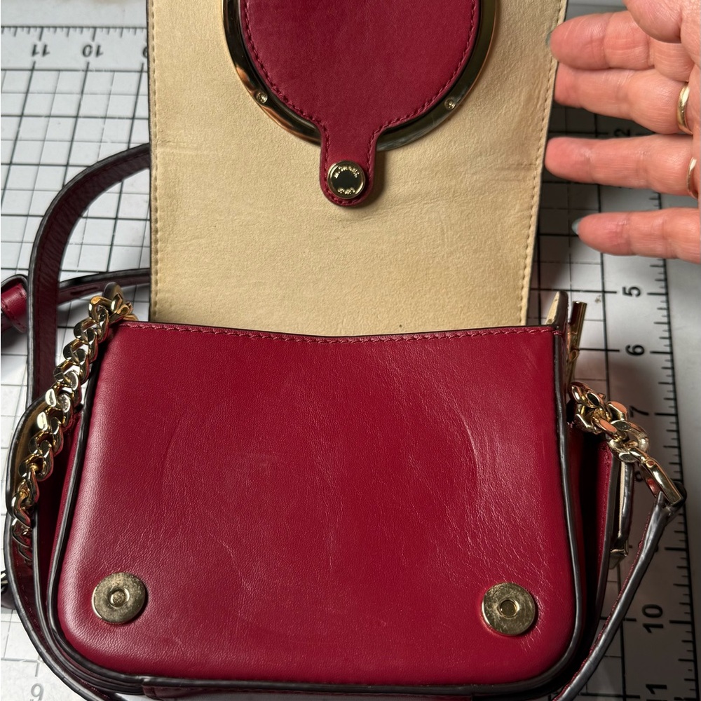 Micheal Kors Scout Camera Red Leather Crossbody. Gold Accents - Picture 11 of 13